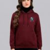 Maroon Graphic Printed Women’s Hoodie with Panda Riot Street Art | Premium Fleece Winter Hoodie for Women | Bold Urban Back Print – GiftSpeaks