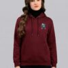 Maroon Graphic Printed Women’s Hoodie with Panda Riot Street Art | Premium Fleece Winter Hoodie for Women | Bold Urban Back Print – GiftSpeaks
