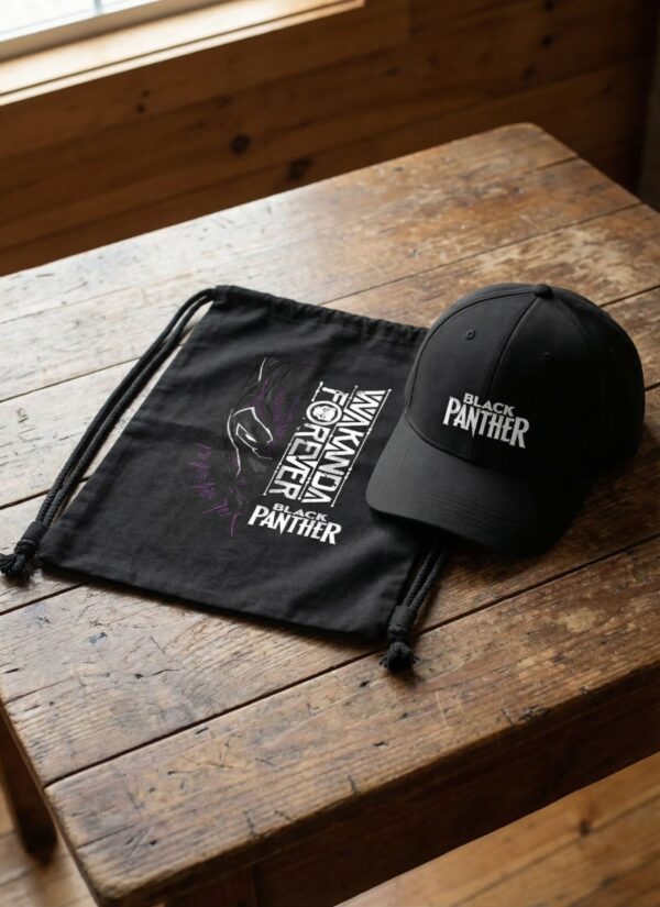Wakanda Forever Black Panther Oversized T-Shirt & Premium Cap Combo | Marvel Inspired Graphic Streetwear Set for Men & Women | Loopknit 240 GSM Cotton Tee + Adjustable Cap