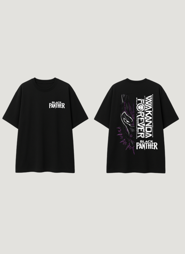 Wakanda Forever Black Panther Oversized T-Shirt & Premium Cap Combo | Marvel Inspired Graphic Streetwear Set for Men & Women | Loopknit 240 GSM Cotton Tee + Adjustable Cap