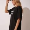 Women Black Oversized Broken Record Graphic T-Shirt | Urban Streetwear Back Print Tee