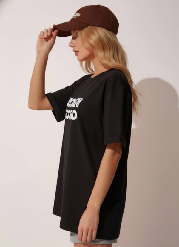 Women Black Oversized Broken Record Graphic T-Shirt | Urban Streetwear Back Print Tee