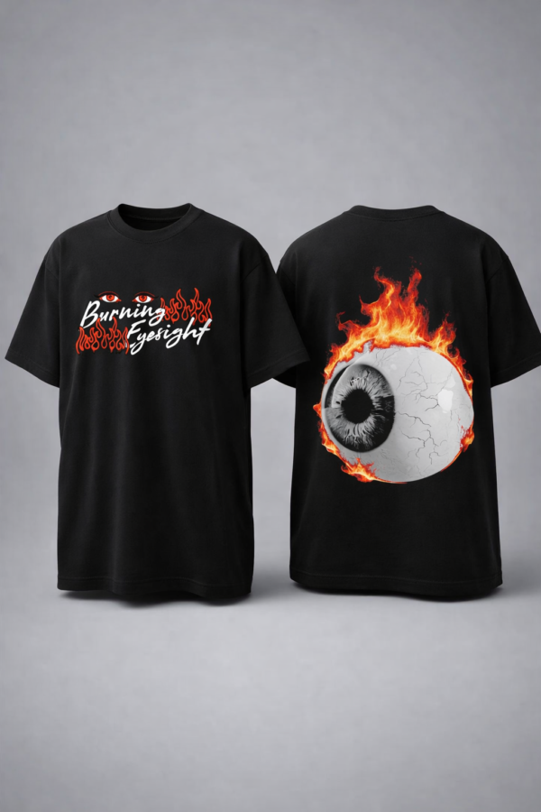 WWFOB_Buring_Eyesight_1772785449632_if2pr7fdq9z4o5c.png Women's Black Oversized Graphic T-Shirt | Burning Eyesight Flame Print | Trendy Streetwear Tee