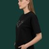 Women Black Oversized Butterfly Graphic T-Shirt with Gothic Heart Front Design