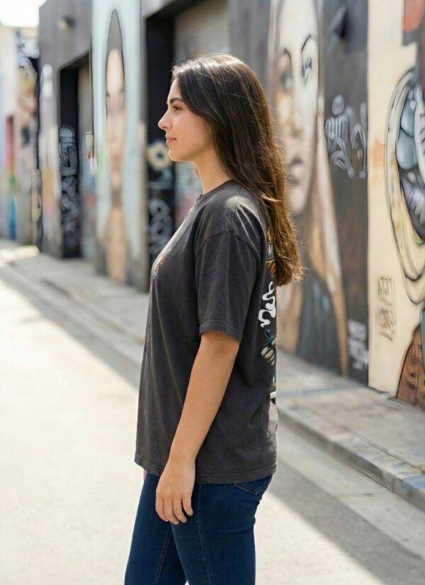 WWFOB_Chill_Vape_1770960941989_92qm1l34u1f4buh.jpg Women Oversized Graphic T-Shirt | Chill Ride Cartoon Back Print | Loopknit 240 GSM Cotton | Relaxed Streetwear Drop Shoulder Tee