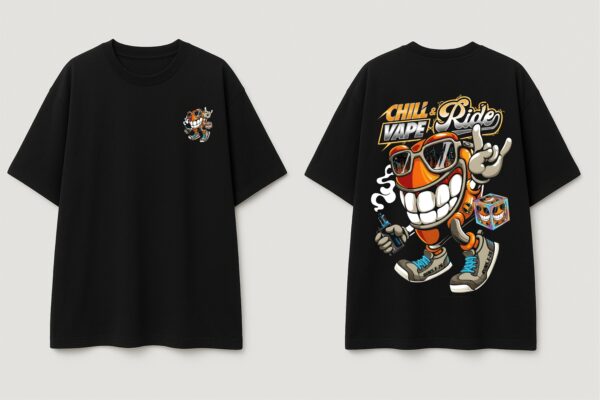 WWFOB_Chill_Vape_1770961226539_pnj3fabm1q7u717.jpg Women Oversized Graphic T-Shirt | Chill Ride Cartoon Back Print | Loopknit 240 GSM Cotton | Relaxed Streetwear Drop Shoulder Tee