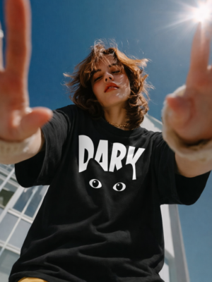 WWFOB_Dark_1772785158769_yotibx5np3bbrp2.png Women's Black Oversized Graphic T-Shirt with DARK Typography & Eye Print | Trendy Streetwear Casual Tee | Soft Cotton Relaxed Fit Fashion Top