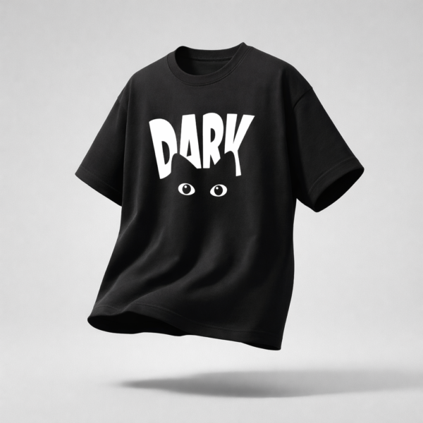 WWFOB_Dark_1772786916272_jc9w0pem2cdkw28.png Women's Black Oversized Graphic T-Shirt with DARK Typography & Eye Print | Trendy Streetwear Casual Tee | Soft Cotton Relaxed Fit Fashion Top