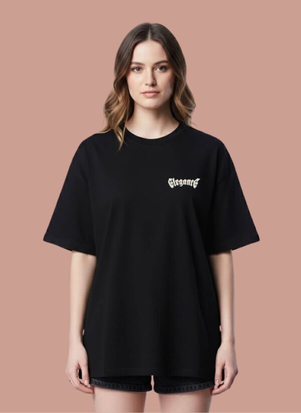Women Oversized Graphic T-Shirt | Angel Elegance Back Print | Loopknit 240 GSM Heavyweight Streetwear Tee
