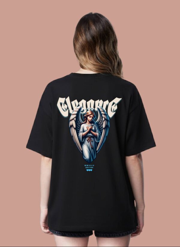 Women Oversized Graphic T-Shirt | Angel Elegance Back Print | Loopknit 240 GSM Heavyweight Streetwear Tee