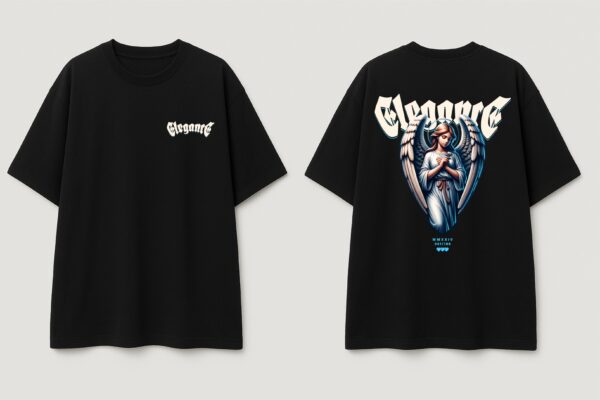 Women Oversized Graphic T-Shirt | Angel Elegance Back Print | Loopknit 240 GSM Heavyweight Streetwear Tee