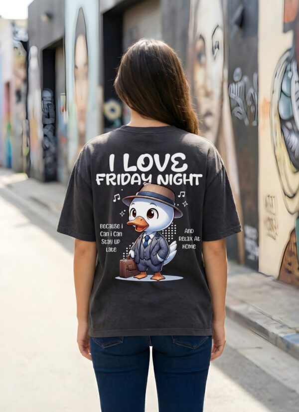 WWFOB_I_Love_Friday_Night_1770966027586_ixrdrpke0jrpaet.jpg Women Oversized Graphic T-Shirt | I Love Friday Night Print | Cute Cartoon Back Design | Loopknit 240 GSM Cotton | Relaxed Fit Casual Tee