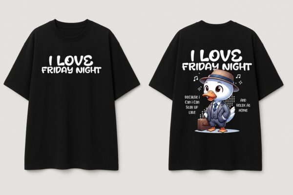 WWFOB_I_Love_Friday_Night_1770966245848_0a6nt1rn45achgp.jpg Women Oversized Graphic T-Shirt | I Love Friday Night Print | Cute Cartoon Back Design | Loopknit 240 GSM Cotton | Relaxed Fit Casual Tee