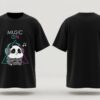 Women's Black Oversized Graphic T-Shirt | Music On Panda Print | Cute Aesthetic Casual Streetwear Tee