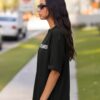 Black Rose in Flames Graphic Printed Women’s Oversized T-Shirt | Premium Loopknit Fabric 240 GSM | Minimal Front Text & Bold Back Print Streetwear Tee – GiftSpeaks