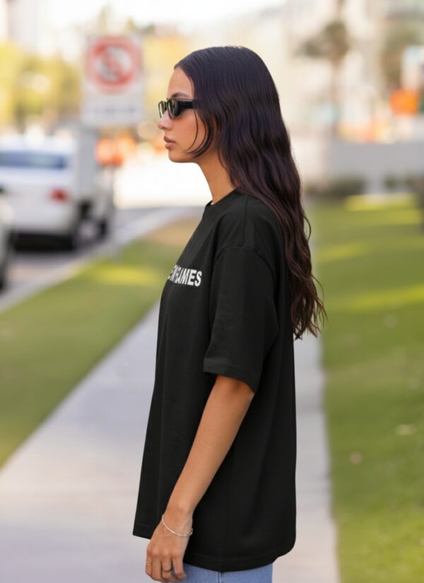 Black Rose in Flames Graphic Printed Women’s Oversized T-Shirt | Premium Loopknit Fabric 240 GSM | Minimal Front Text & Bold Back Print Streetwear Tee – GiftSpeaks