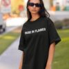 Black Rose in Flames Graphic Printed Women’s Oversized T-Shirt | Premium Loopknit Fabric 240 GSM | Minimal Front Text & Bold Back Print Streetwear Tee – GiftSpeaks