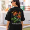 Black Rose in Flames Graphic Printed Women’s Oversized T-Shirt | Premium Loopknit Fabric 240 GSM | Minimal Front Text & Bold Back Print Streetwear Tee – GiftSpeaks