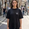 Women Oversized Minimal Graphic T-Shirt | Trust No One Chest Print | Loopknit 240 GSM Cotton | Relaxed Fit Streetwear Tee