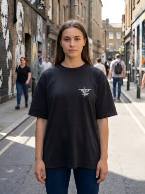 WWFOB_Trust_No_One_1770962708572_0oyqn4bfjx32ffv.jpg Women Oversized Minimal Graphic T-Shirt | Trust No One Chest Print | Loopknit 240 GSM Cotton | Relaxed Fit Streetwear Tee