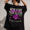 WWFOB_Wear_your_sleeve_1772787503233_beehv3y2kd654mz.png Women's Black Oversized Graphic T-Shirt Wear Your Heart on Your Sleeve Back Print | Premium Loopknit 240 GSM Cotton | Bold Pink & White Typography Design | Casual Streetwear Round Neck Tee for Daily Wear