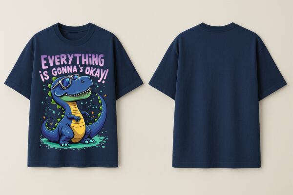 Women Oversized Graphic T-Shirt | Cute Dino Positive Quote Print | Loopknit 240 GSM Casual Streetwear Tee