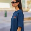 Women Void Walker Oversized Printed T-Shirt Navy Blue & Black | Anime Streetwear Back Print Oversized T-Shirt for Women | Casual & Trendy Girls T-Shirt | Loopknite Fabric 240 GSM by Giftspeaks