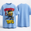 Womens Sky Blue Oversized T-Shirt with Cartoon Graffiti Print | Cool Street Style Graphic Tee