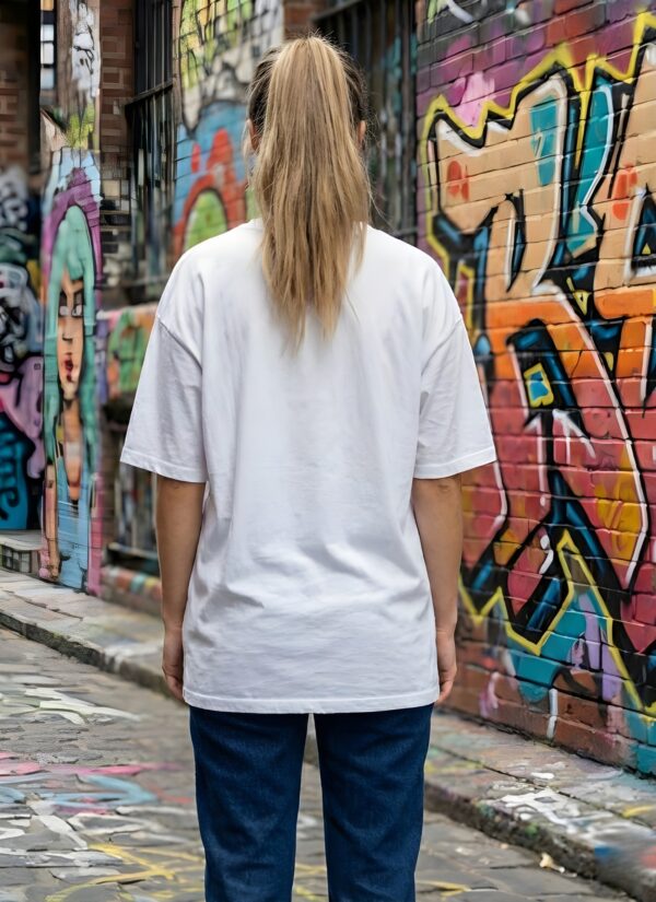 Women Oversized Graphic T-Shirt | Coffee & Space Cartoon Print | Loopknit 240 GSM Cotton | Relaxed Fit Casual Streetwear Tee