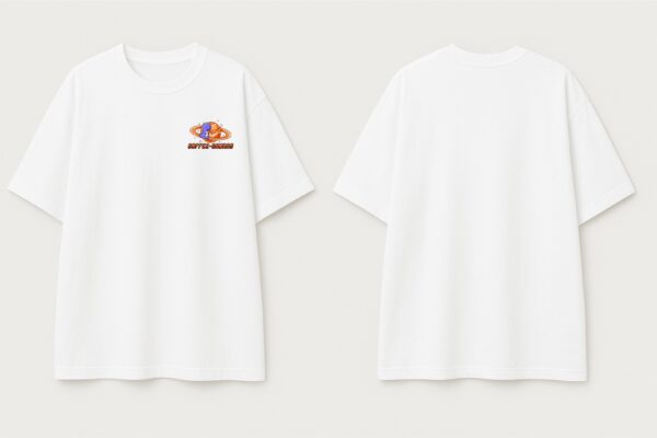 Women Oversized Graphic T-Shirt | Coffee & Space Cartoon Print | Loopknit 240 GSM Cotton | Relaxed Fit Casual Streetwear Tee
