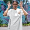 Football Flame Graphic Oversize T-Shirt for Women | Premium Oversized Streetwear Casual Wear Tee | Sports Inspired Graphic T-Shirt by giftspeaks | White