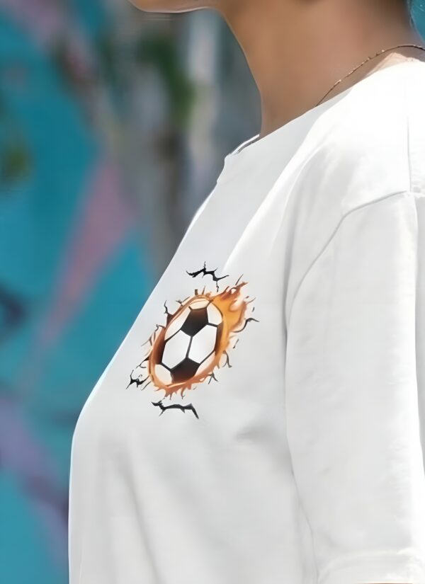Football Flame Graphic Oversize T-Shirt for Women | Premium Oversized Streetwear Casual Wear Tee | Sports Inspired Graphic T-Shirt by giftspeaks | White