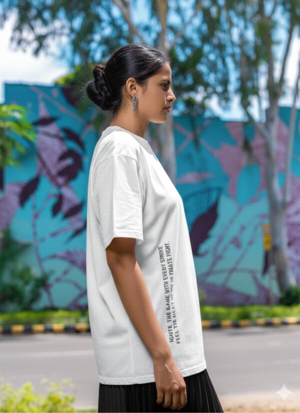 Football Flame Graphic Oversize T-Shirt for Women | Premium Oversized Streetwear Casual Wear Tee | Sports Inspired Graphic T-Shirt by giftspeaks | White
