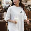 Womens Oversized Graphic T-Shirt | Raven Symbol Back Print | Loopknit 240 GSM Minimal Streetwear Tee