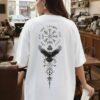 Womens Oversized Graphic T-Shirt | Raven Symbol Back Print | Loopknit 240 GSM Minimal Streetwear Tee