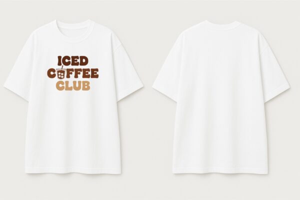 Iced Coffee Club Women Oversized T-Shirt | Minimal Coffee Graphic Print | White