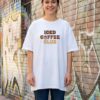 Iced Coffee Club Women Oversized T-Shirt | Minimal Coffee Graphic Print | White