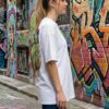 Just Money Womens Oversized T-Shirt | Bold Bear Graphic Back Print | White