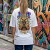 Just Money Womens Oversized T-Shirt | Bold Bear Graphic Back Print | White