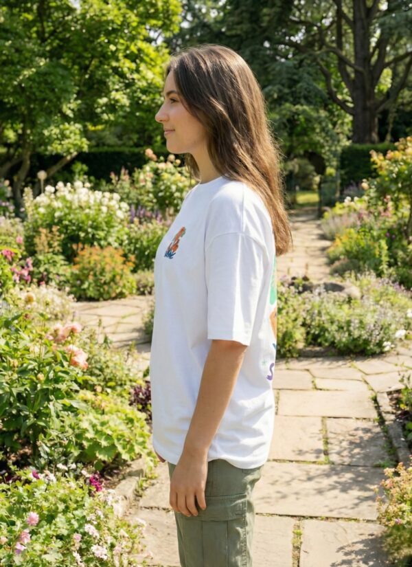 Womens Oversized White T-Shirt | Floral “Say Amour” Graphic Print | Loopknit 240 GSM Premium Heavy Fabric | Cute Aesthetic Streetwear T-Shirt for Women