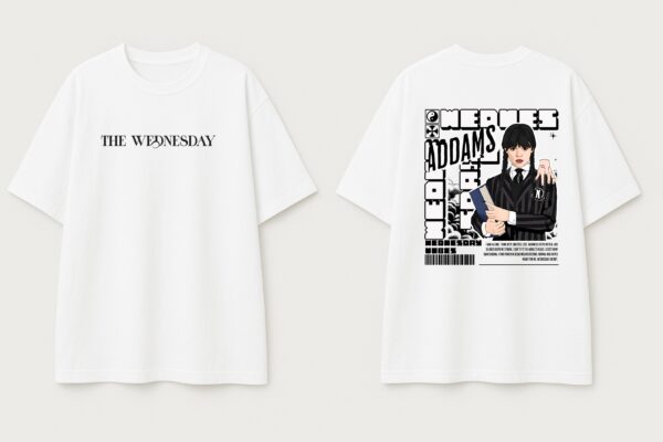 WWFOW_The_Wednesday_2_0_1768043804827_ja4twnt2ssxhwq1.jpg White Oversized Gothic Aesthetic T-Shirt for Women | Dark Mood Back Artwork Loopknit Cotton Tee 240 GSM