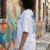 Women Oversized Graphic T-Shirt | Blue Floral Turtle Back Print | Loopknit 240 GSM Premium Cotton | Relaxed Streetwear Fit