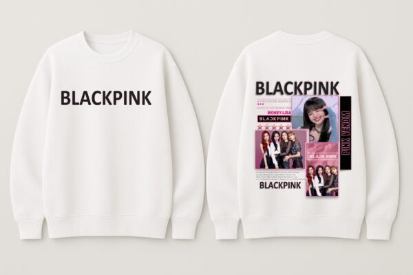 Blackpink Inspired Printed Sweatshirt for Women | Premium Fleece Cotton 300 GSM | White Sweatshirt | K-Pop Streetwear Winter Wear with Stylish Back Print for Women | by Giftspeaks