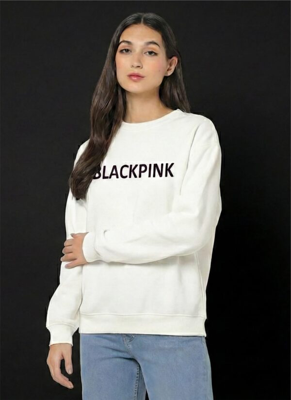 Blackpink Inspired Printed Sweatshirt for Women | Premium Fleece Cotton 300 GSM | White Sweatshirt | K-Pop Streetwear Winter Wear with Stylish Back Print for Women | by Giftspeaks