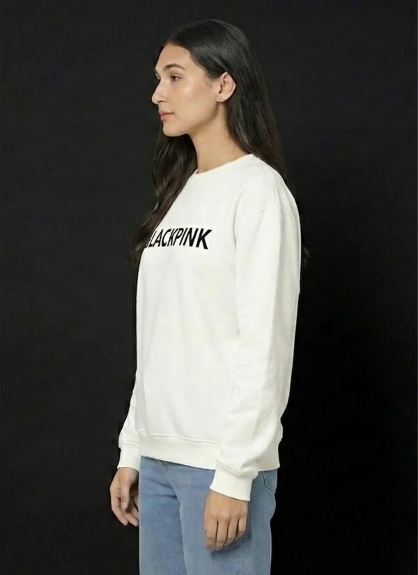 Blackpink Inspired Printed Sweatshirt for Women | Premium Fleece Cotton 300 GSM | White Sweatshirt | K-Pop Streetwear Winter Wear with Stylish Back Print for Women | by Giftspeaks