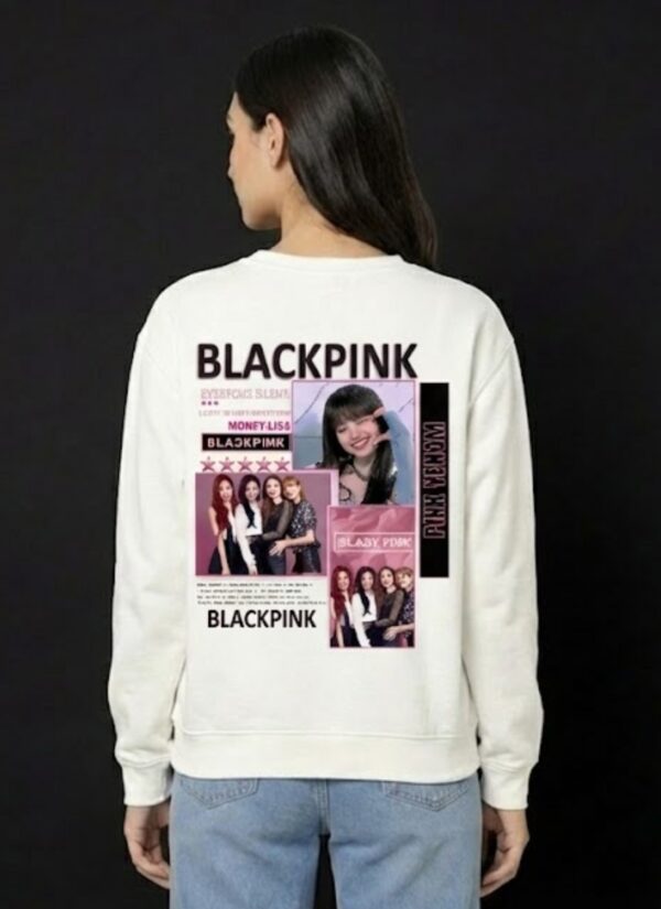 Blackpink Inspired Printed Sweatshirt for Women | Premium Fleece Cotton 300 GSM | White Sweatshirt | K-Pop Streetwear Winter Wear with Stylish Back Print for Women | by Giftspeaks