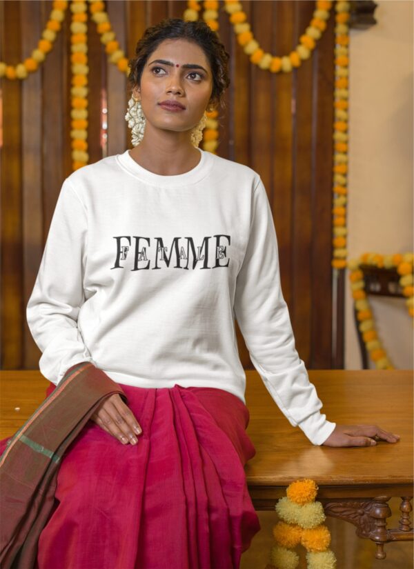 FEMME Graphic Sweatshirt for Women | Premium 300 GSM Fleece | Traditional Fusion Style | by giftspeaks