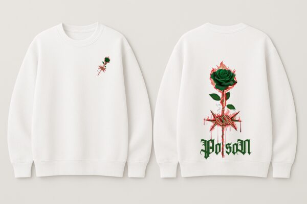 WWFSW_Green_Rose_1768043780894_u2xmd9z28zsqtj3.jpg Poison Rose Graphic Sweatshirt for Women | Premium Streetwear Back Print Sweatshirt | Casual Winter Wear Oversized Sweatshirt by giftspeaks | White
