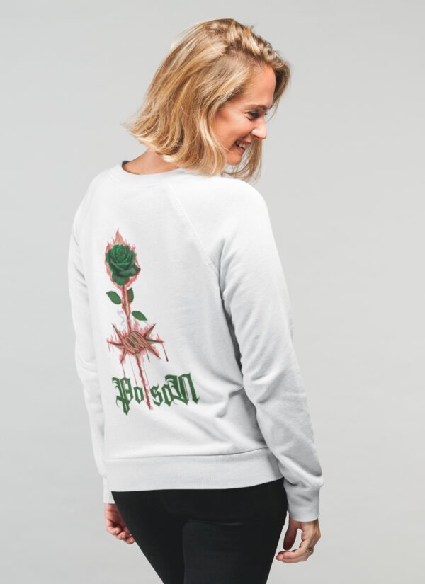 WWFSW_Green_Rose_1768043809339_8ulzdo7xus76qdx.jpg Poison Rose Graphic Sweatshirt for Women | Premium Streetwear Back Print Sweatshirt | Casual Winter Wear Oversized Sweatshirt by giftspeaks | White