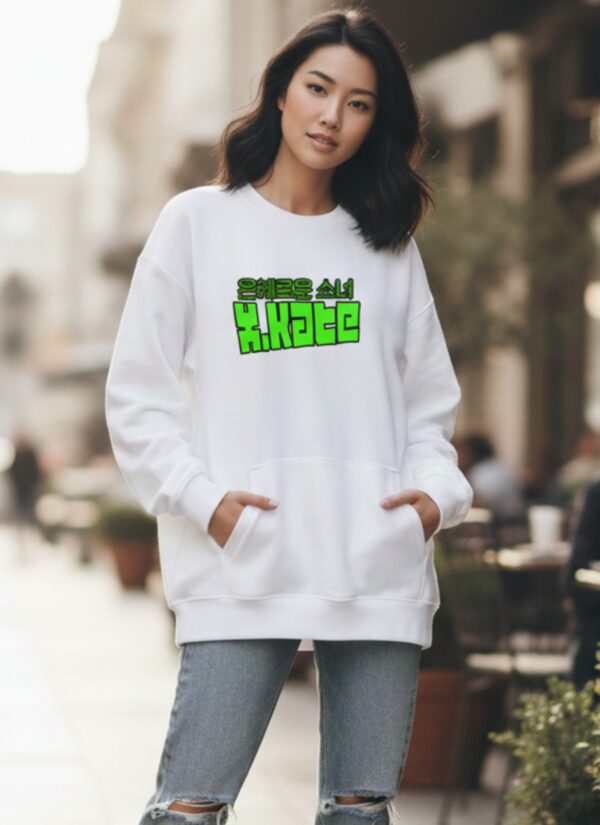 Kate Anime Graphic Sweatshirt for Women | White Regular Fit Sweatshirt | Back Print Anime Streetwear Design | Fleece 300 GSM | Giftspeaks